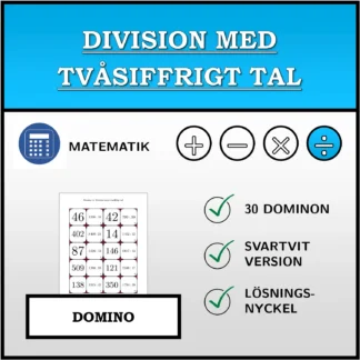 Domino: Division med tvåsiffrigt tal