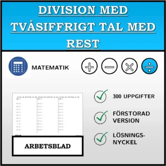 Arbetsblad: Division med tvåsiffrigt tal med rest