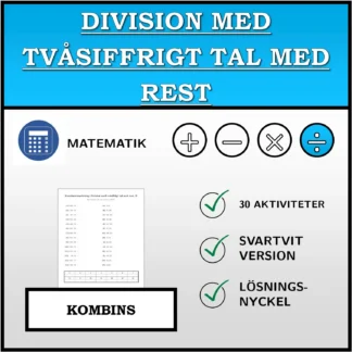 Kombinationsövning: Division med tvåsiffrigt tal med rest
