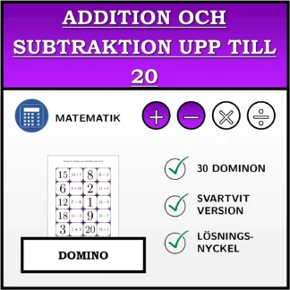 Domino: Addition och subtraktion upp till 20