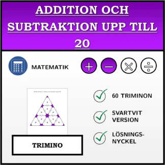 Trimino: Addition och subtraktion upp till 20