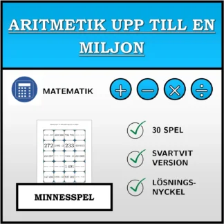 Memoryspel: Aritmetik upp till en miljon
