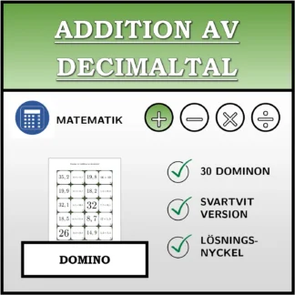 Domino: Addition av decimaltal