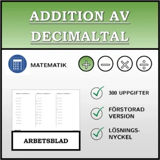 Arbetsblad: Addition av decimaltal
