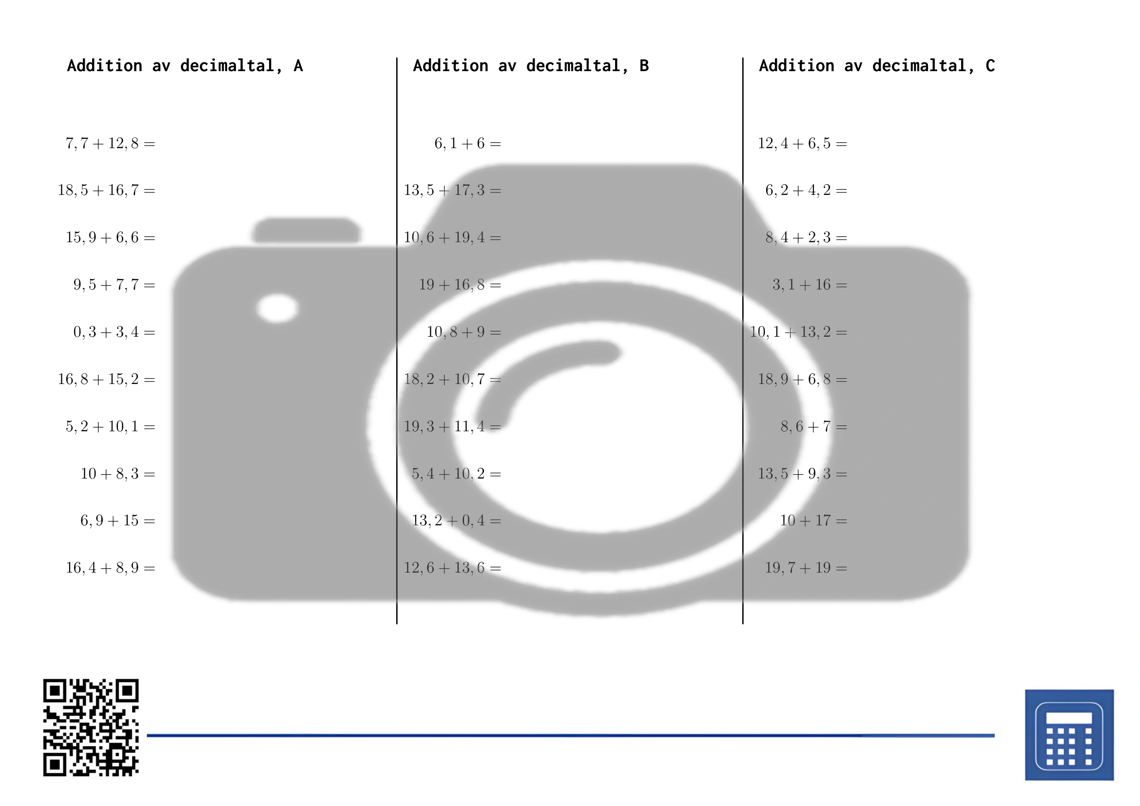 Arbetsblad: Addition av decimaltal - Bild 2