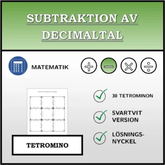 Tetromino: Subtraktion av decimaltal