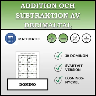 Domino: Addition och subtraktion av decimaltal