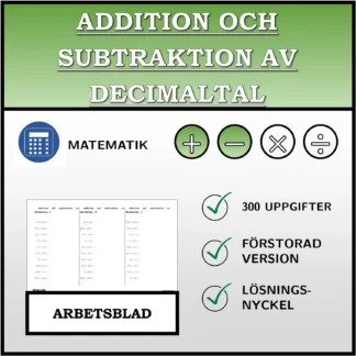 Arbetsblad: Addition och subtraktion av decimaltal