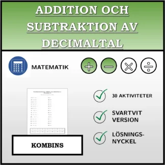 Kombinationsövning: Addition och subtraktion av decimaltal