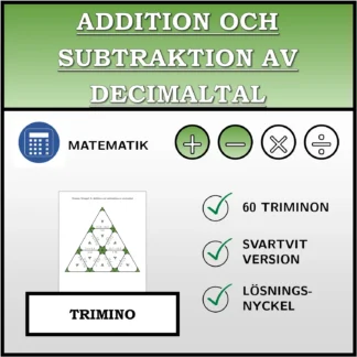 Trimino: Addition och subtraktion av decimaltal