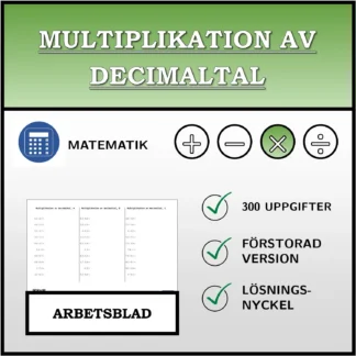 Arbetsblad: Multiplikation av decimaltal