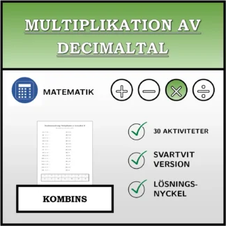 Kombinationsövning: Multiplikation av decimaltal