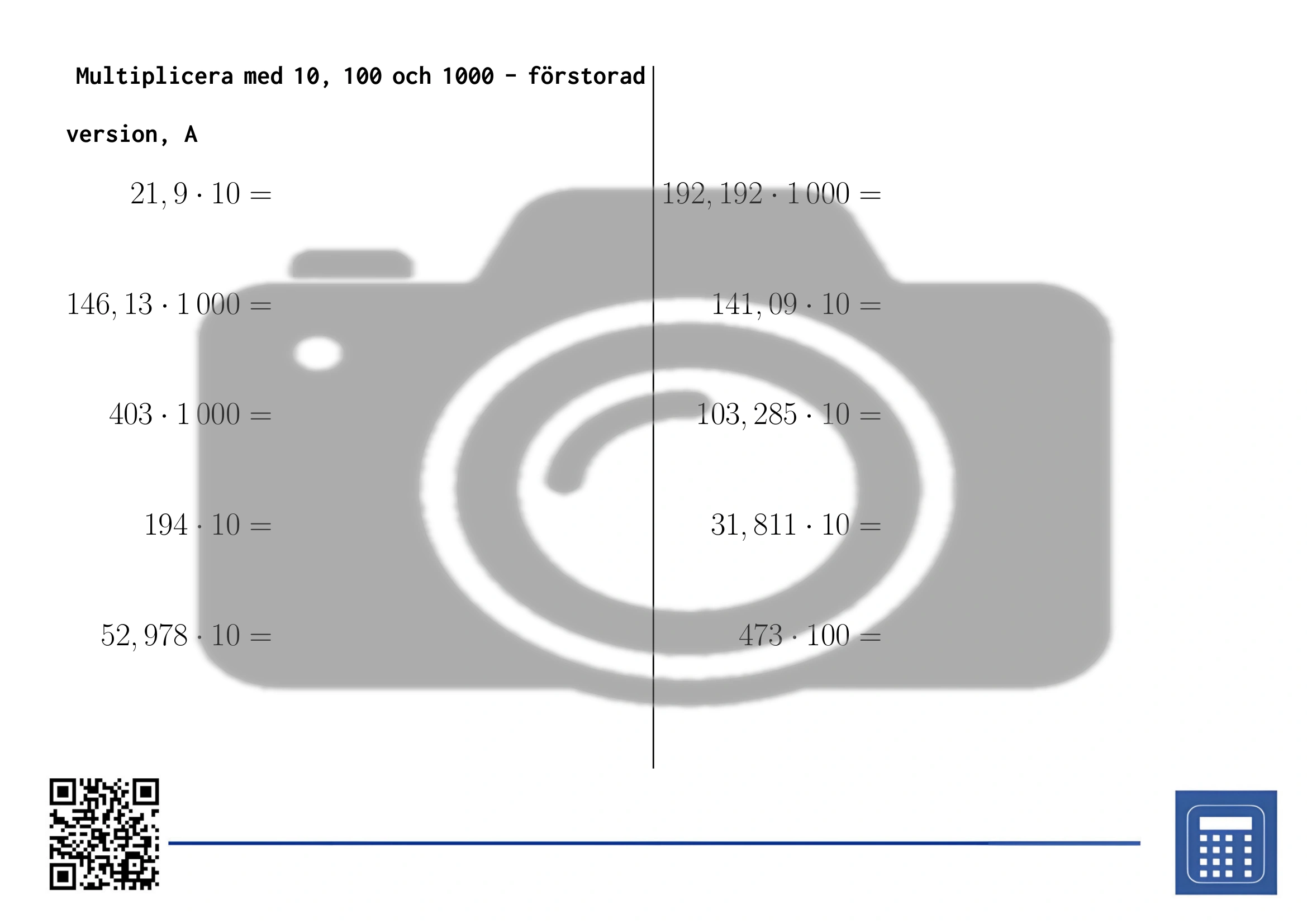 Arbetsblad: Multiplicera med 10, 100 och 1000 - Bild 3