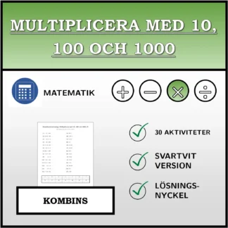 Kombinationsövning: Multiplicera med 10, 100 och 1000