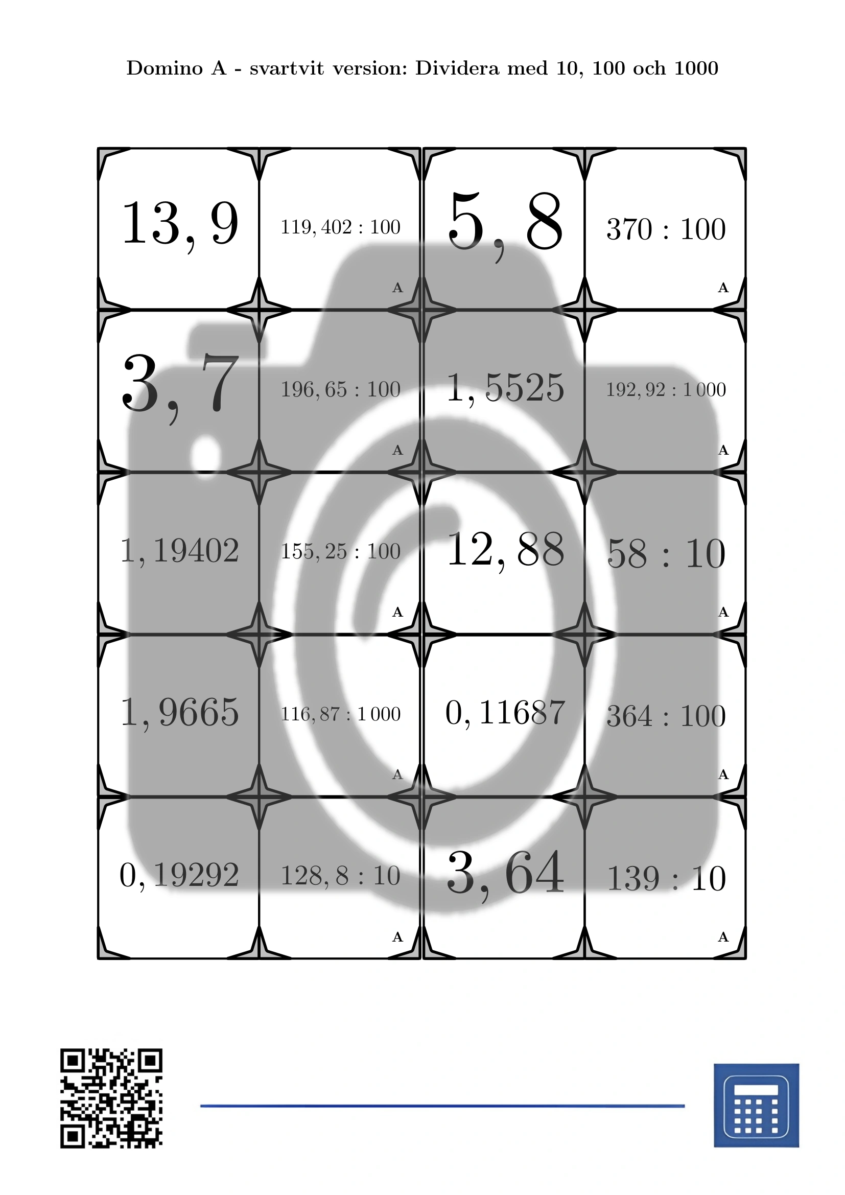 Domino: Dividera med 10, 100 och 1000 - Bild 3