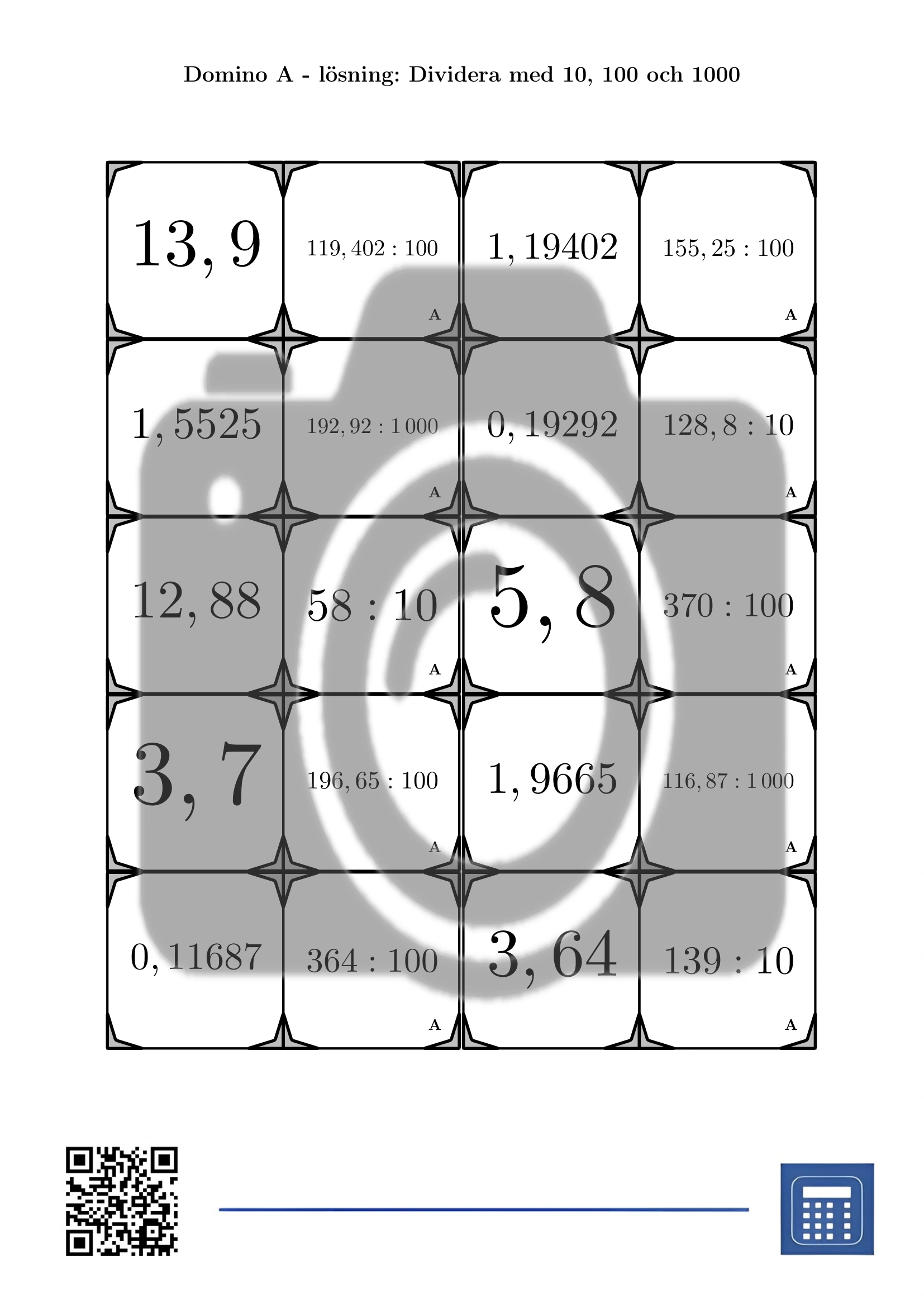 Domino: Dividera med 10, 100 och 1000 - Bild 4