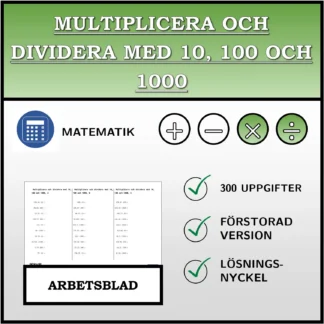 Arbetsblad: Multiplicera och dividera med 10, 100 och 1000