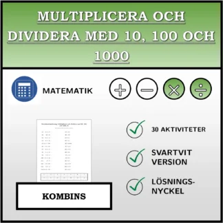 Kombinationsövning: Multiplicera och dividera med 10, 100 och 1000