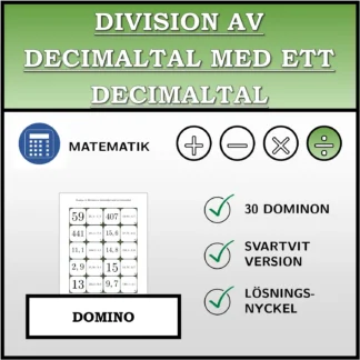 Domino: Division av decimaltal med ett decimaltal