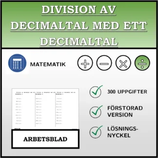 Arbetsblad: Division av decimaltal med ett decimaltal