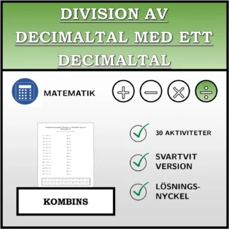 Kombinationsövning: Division av decimaltal med ett decimaltal