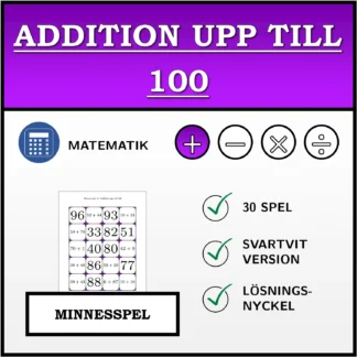 Memoryspel: Addition upp till 100