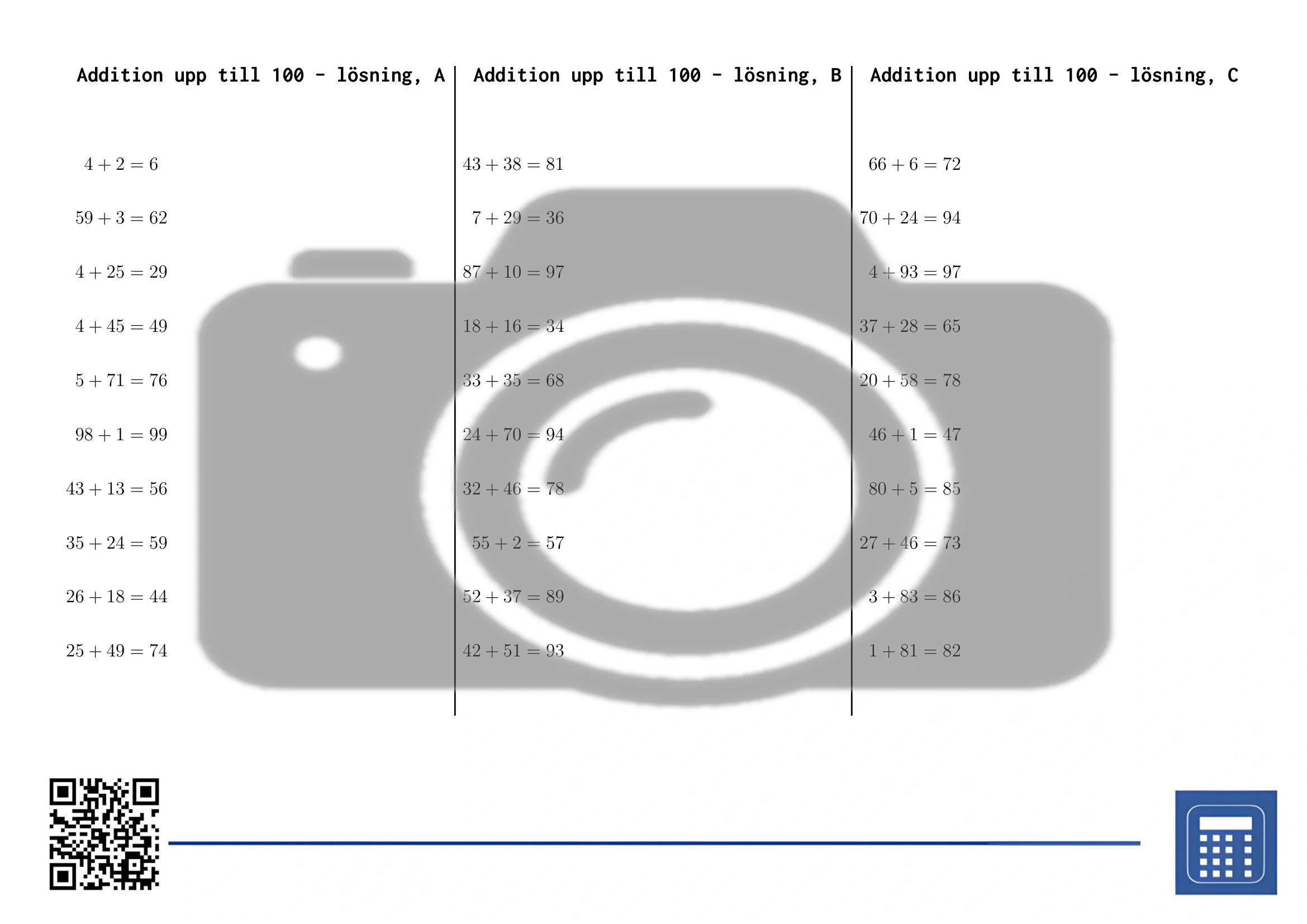 Arbetsblad: Addition upp till 100 - Bild 4