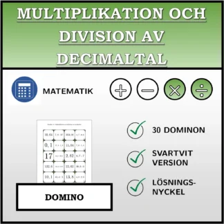 Domino: Multiplikation och division av decimaltal