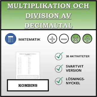 Kombinationsövning: Multiplikation och division av decimaltal