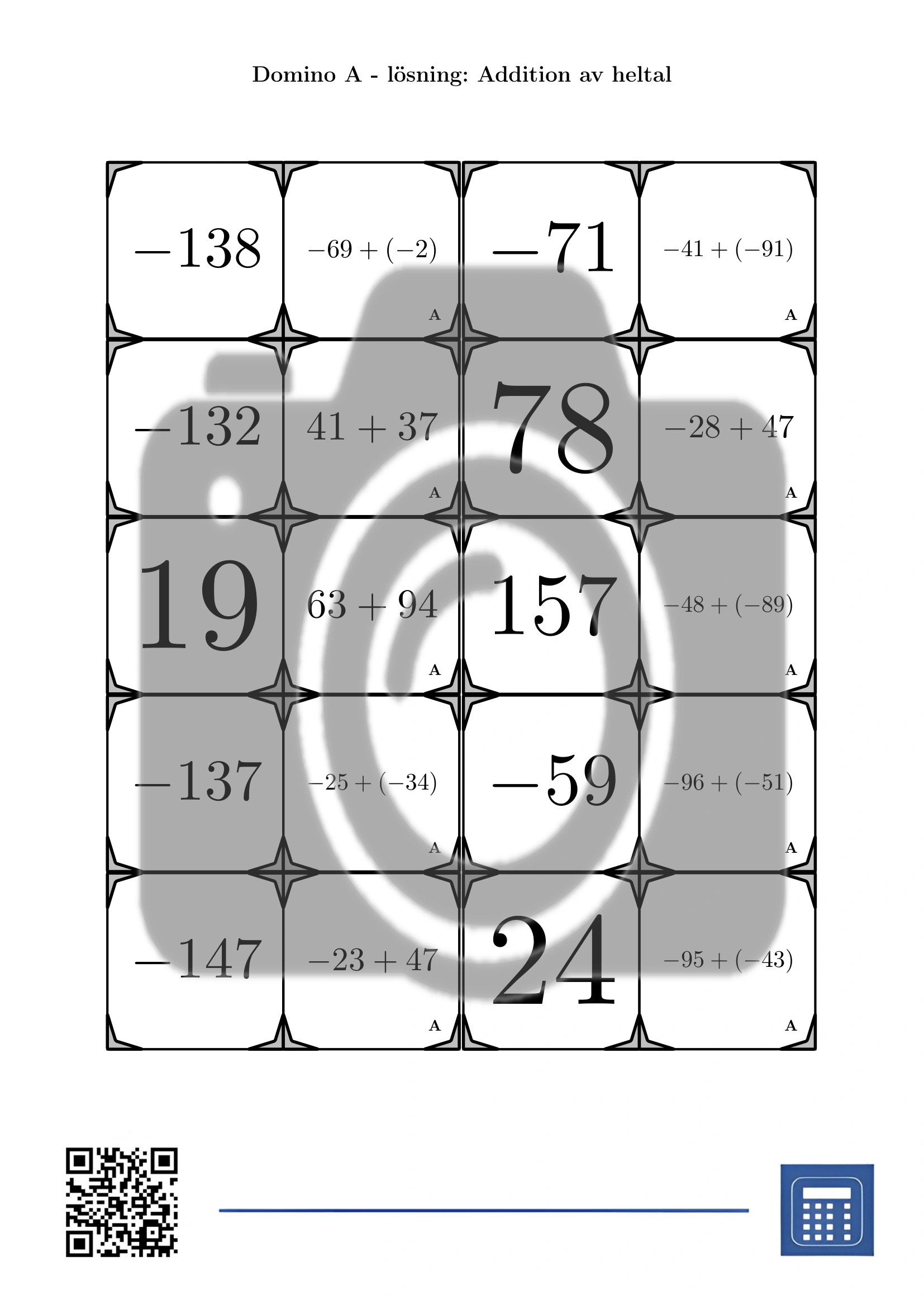 Domino: Addition av heltal - Bild 4