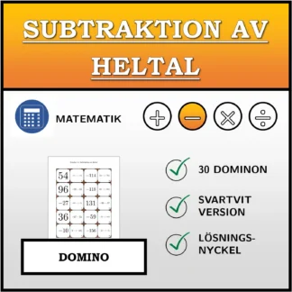 Domino: Subtraktion av heltal