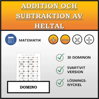 Domino: Addition och subtraktion av heltal