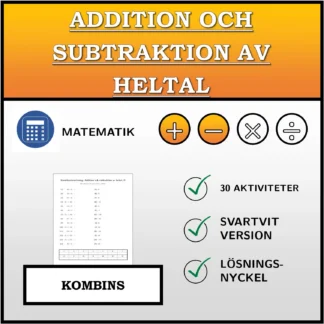 Kombinationsövning: Addition och subtraktion av heltal