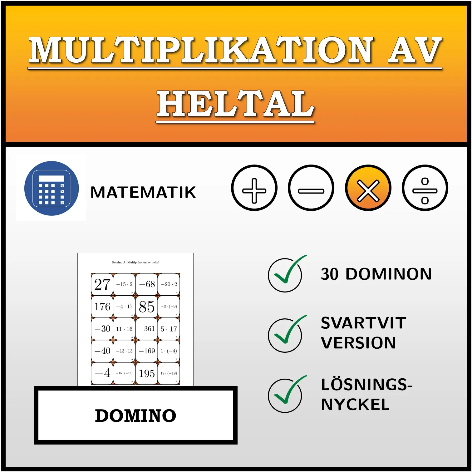 Domino: Multiplikation av heltal