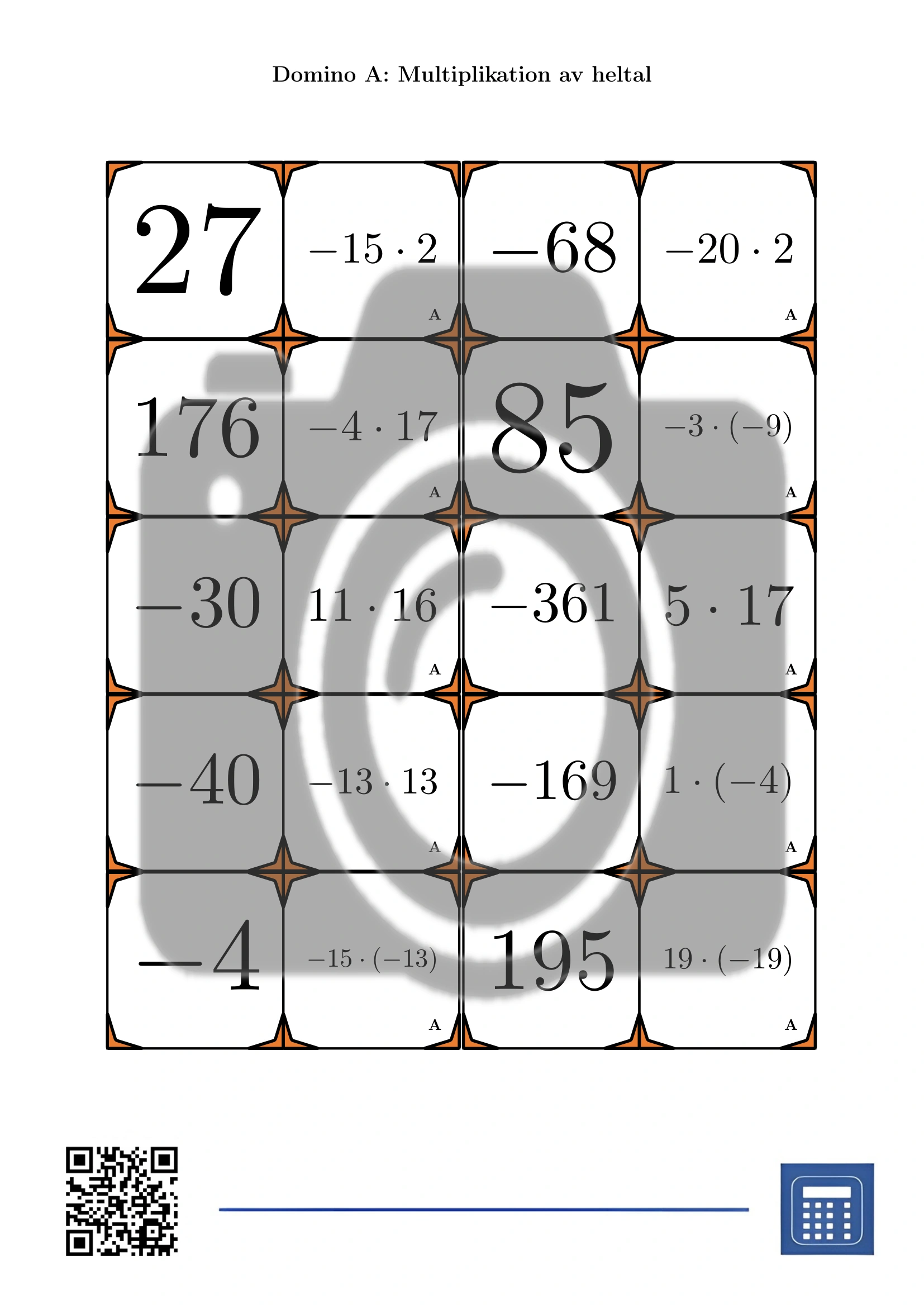 Domino: Multiplikation av heltal - Bild 2