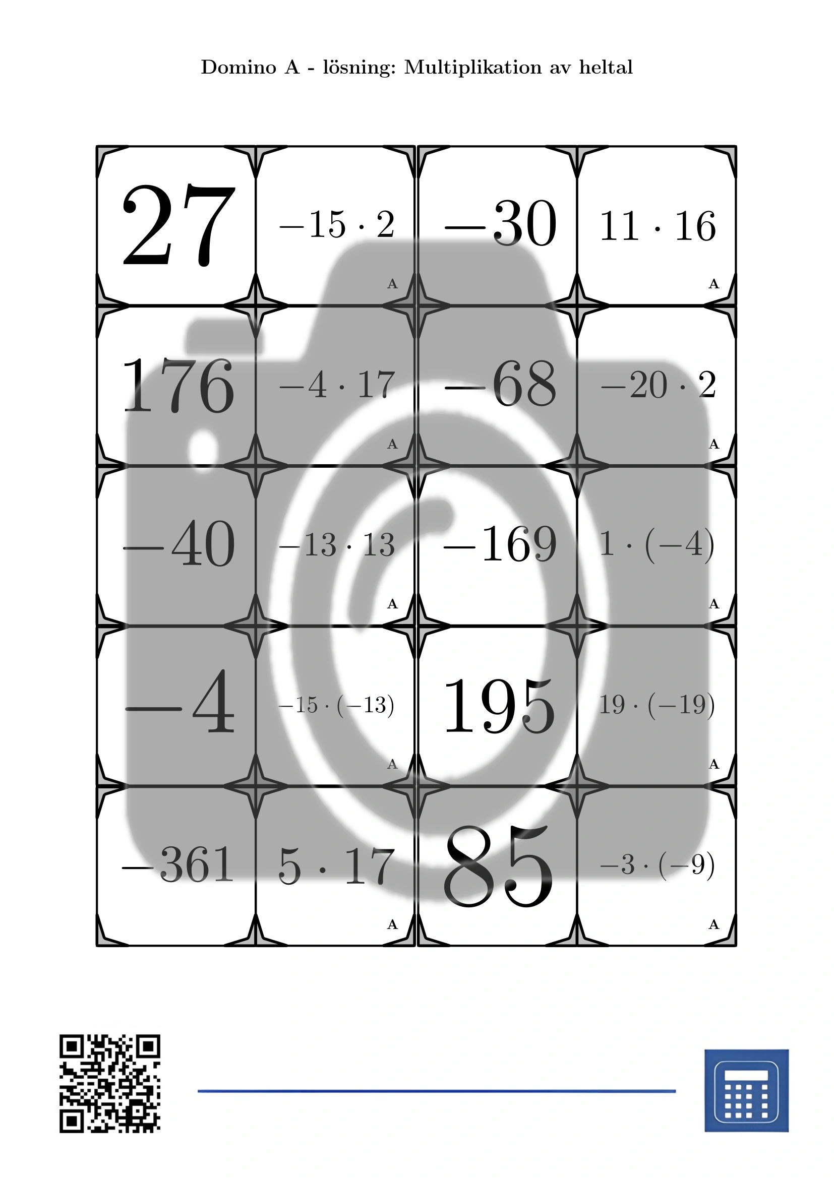 Domino: Multiplikation av heltal - Bild 4