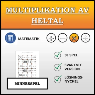 Memoryspel: Multiplikation av heltal