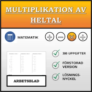 Arbetsblad: Multiplikation av heltal
