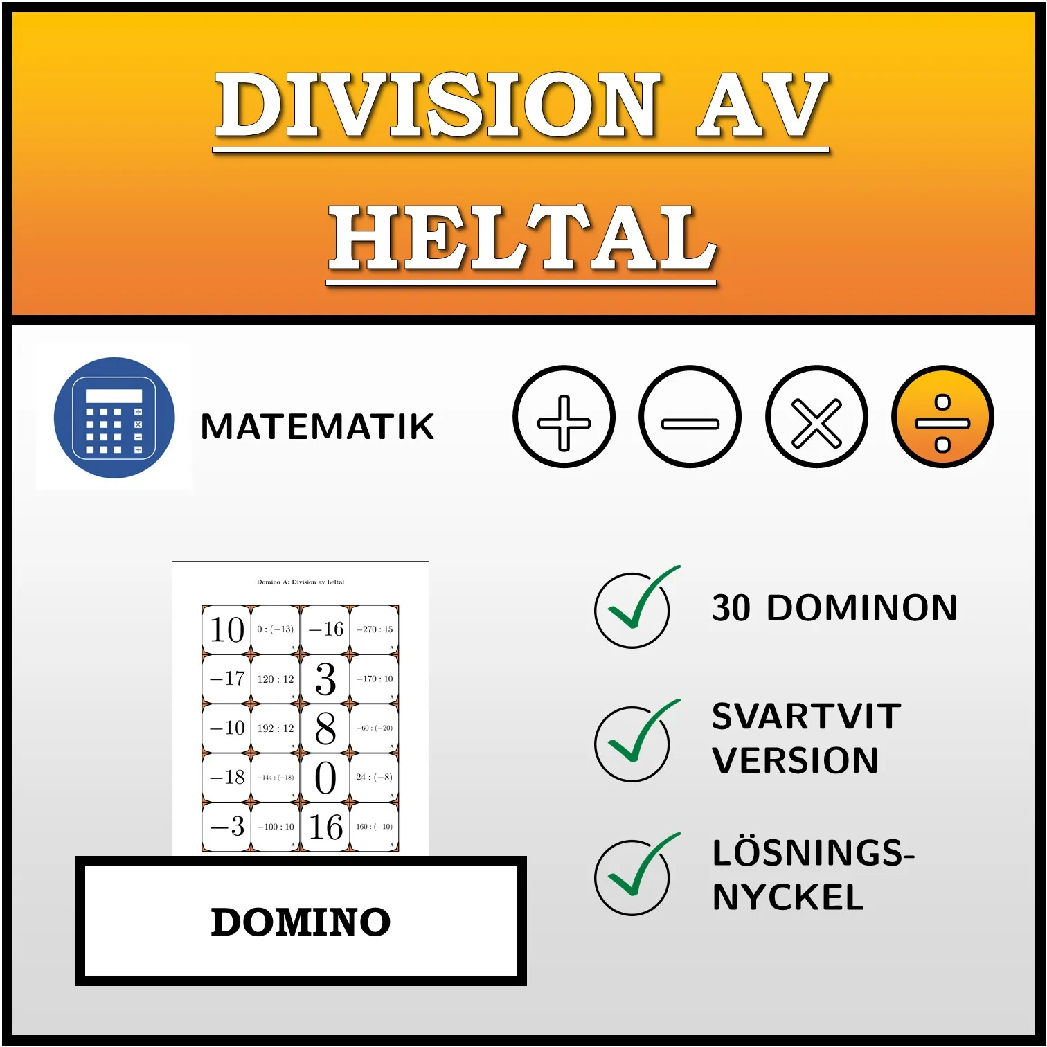 Domino: Division av heltal