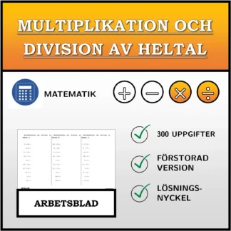 Arbetsblad: Multiplikation och division av heltal