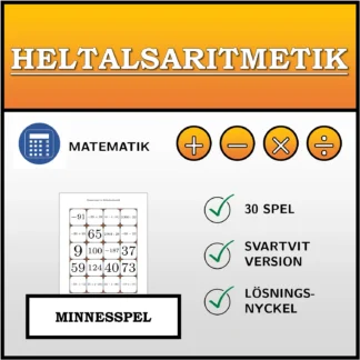 Memoryspel: Heltalsaritmetik