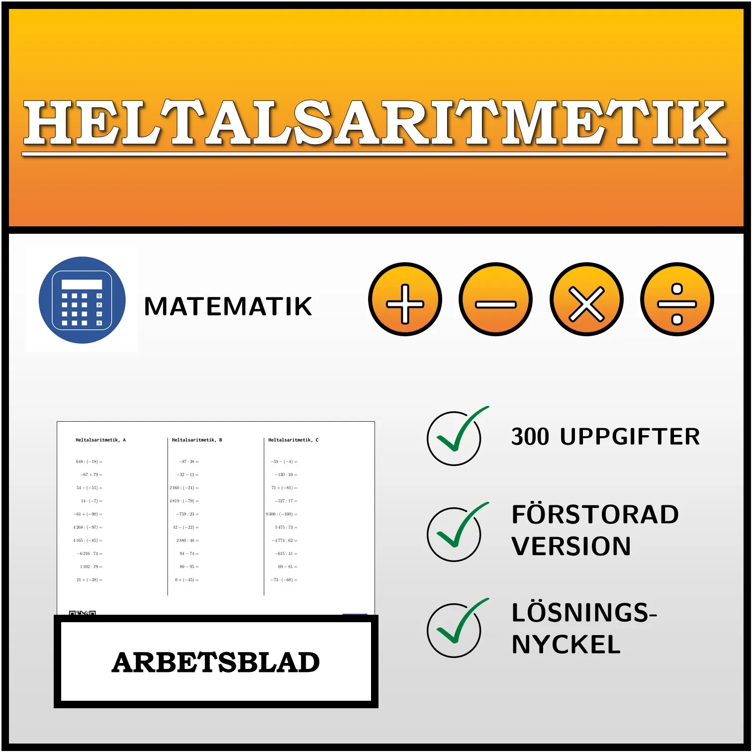 Arbetsblad: Heltalsaritmetik