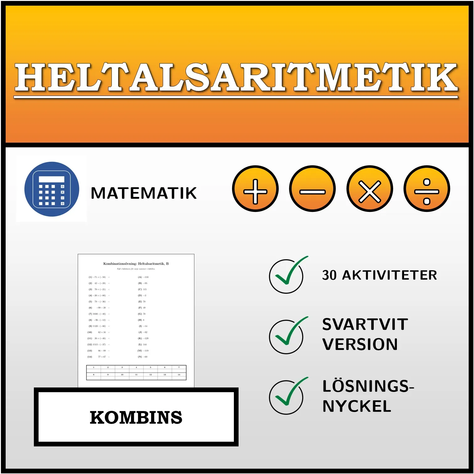 Kombinationsövning: Heltalsaritmetik