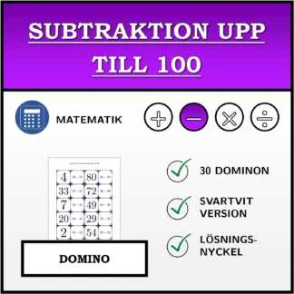 Domino: Subtraktion upp till 100