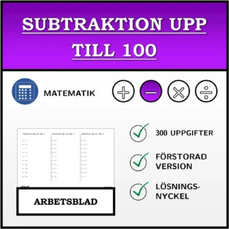 Arbetsblad: Subtraktion upp till 100