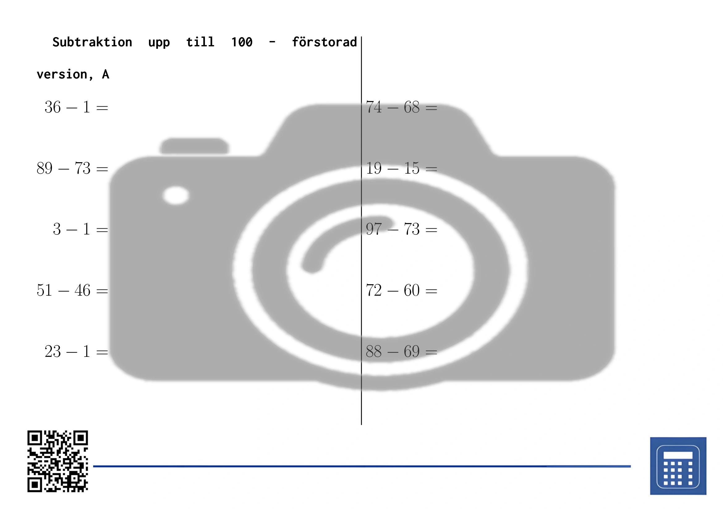 Arbetsblad: Subtraktion upp till 100 - Bild 3
