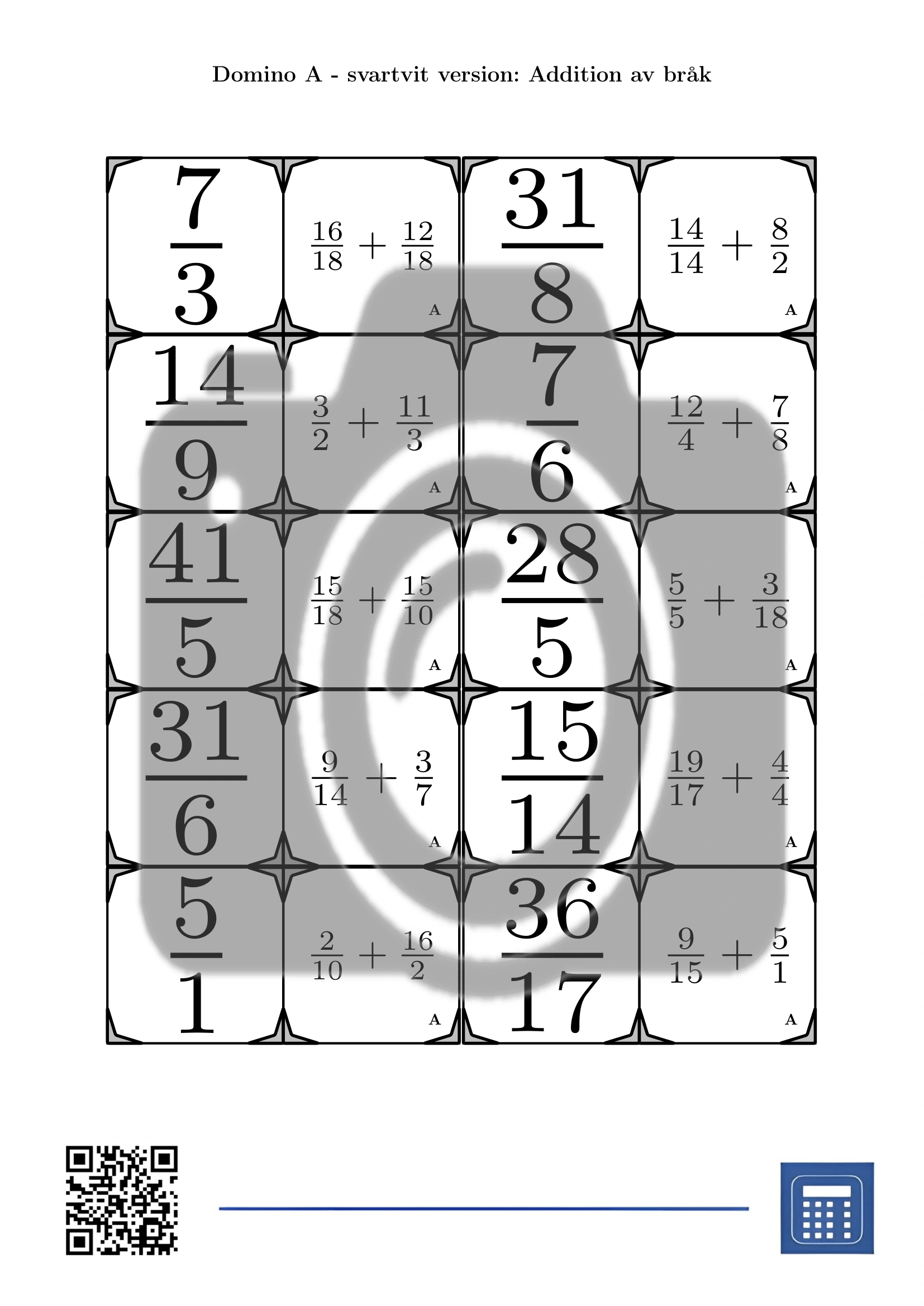 Domino: Addition av bråk - Bild 3