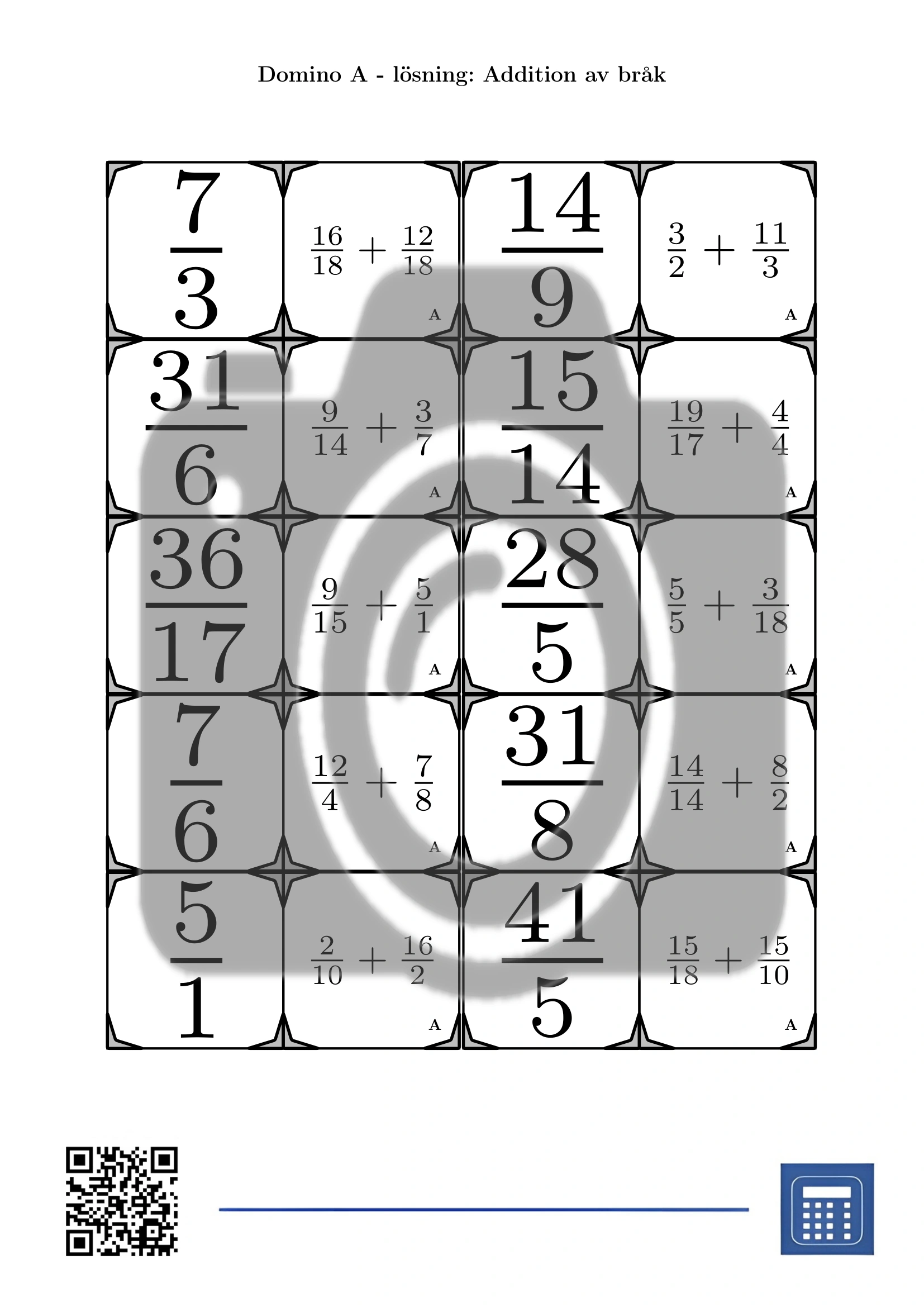 Domino: Addition av bråk - Bild 4