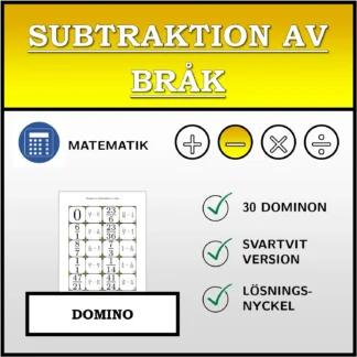 Domino: Subtraktion av bråk