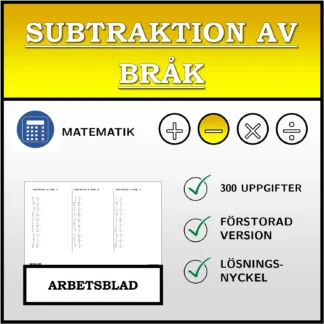 Arbetsblad: Subtraktion av bråk